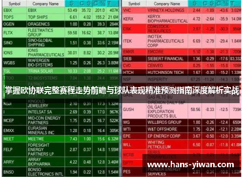 掌握欧协联完整赛程走势前瞻与球队表现精准预测指南深度解析实战